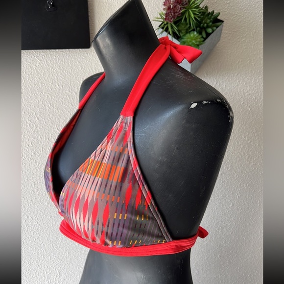 Prana Size Medium Orange Swim Top Carmine Pink Desert Geo Lahari Bikini Top - Picture 2 of 7